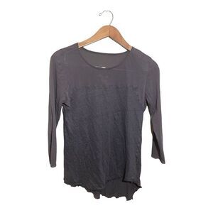 Marseille Sheer‎ Panel Linen Top Womens Large Asymmetric Hem